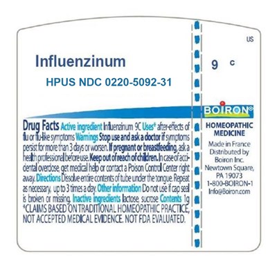Label (Influenzinum 9c Ud 0220 5092 31)